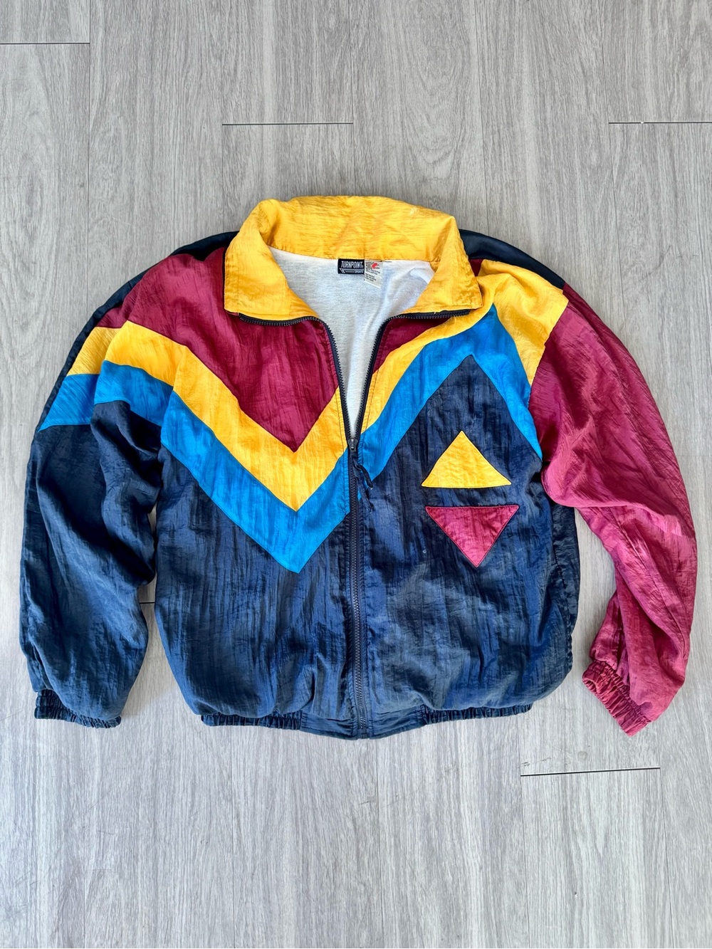 Vintage Rare Turnpoint Sports 90s Colorblock Windbreaker Jacket Medium - Picture 2 of 6